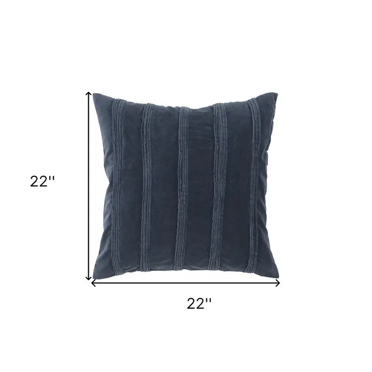 22" Navy Textural Striped Throw Pillow