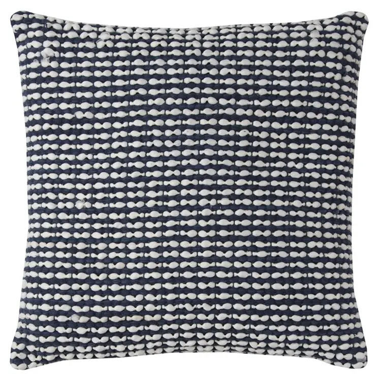 20" X 20" Blue and White Weave Cotton Zippered Pillow