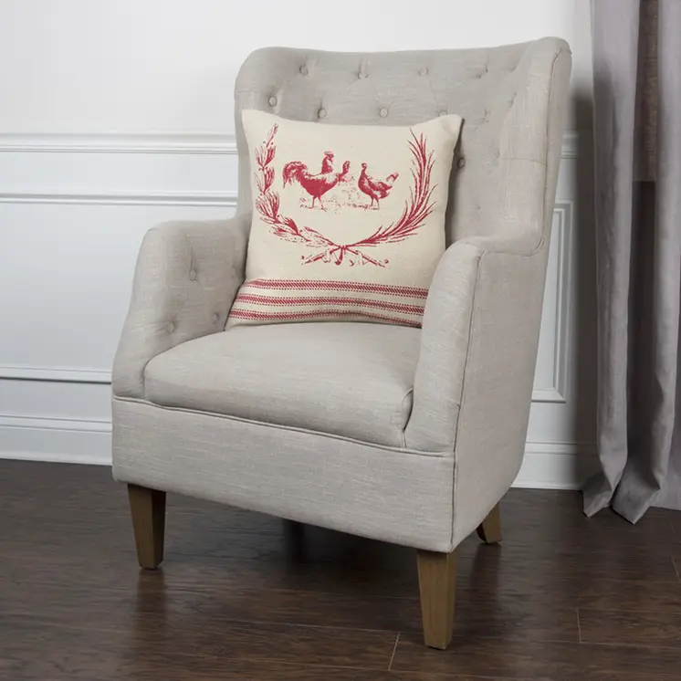 Red Distressed Farmhouse Throw Pillow