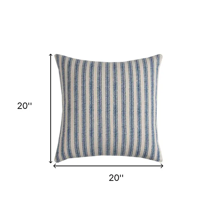 Blue Natural Ticking Stripe Throw Pillow