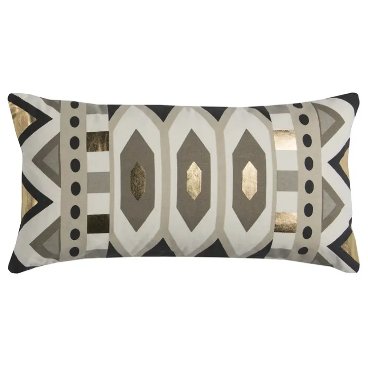 Gold Metallic Contemporary Pattern Lumbar Pillow