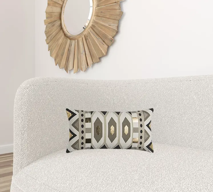 Gold Metallic Contemporary Pattern Lumbar Pillow