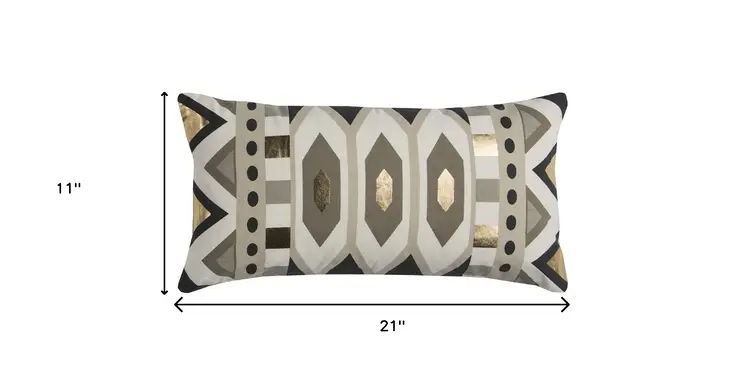 Gold Metallic Contemporary Pattern Lumbar Pillow
