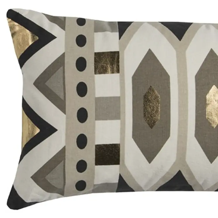 Gold Metallic Contemporary Pattern Lumbar Pillow