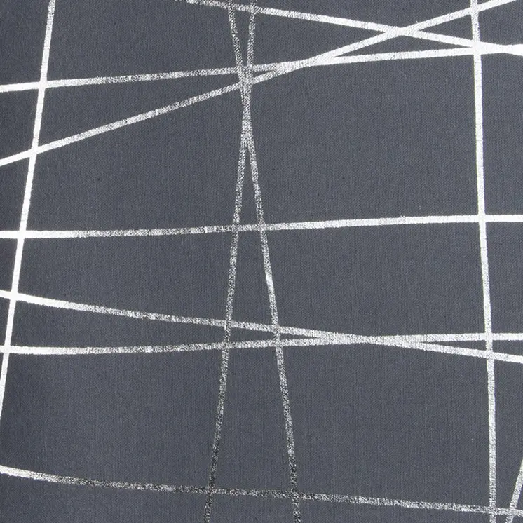 20" Gray and Silver Abstract Linework Cotton Throw Pillow