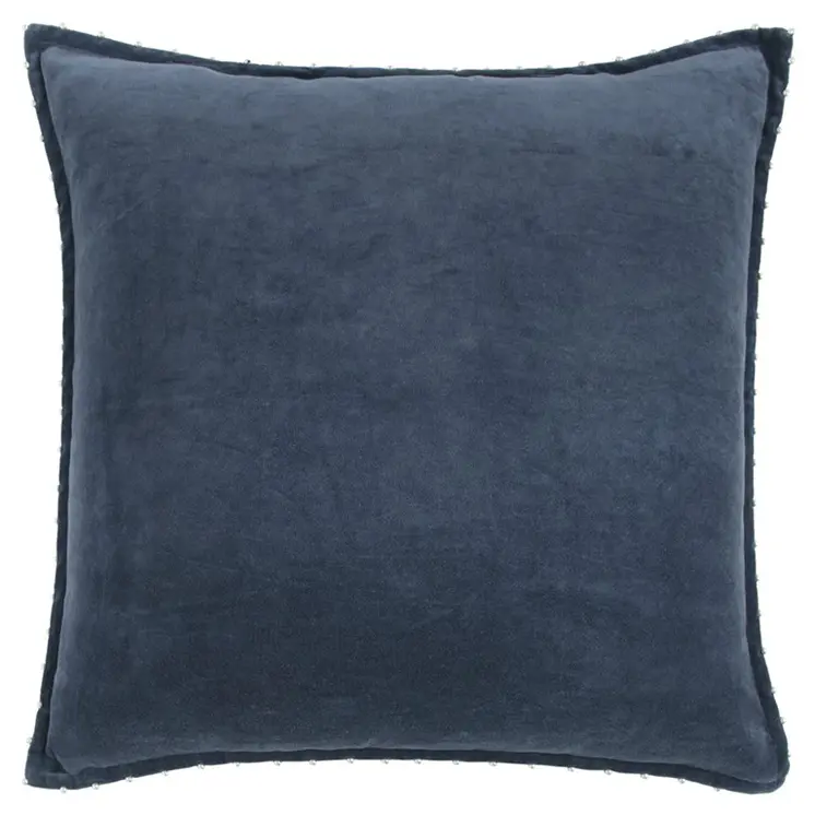 Indigo Solid Pearl Beaded Edge Throw Pillow