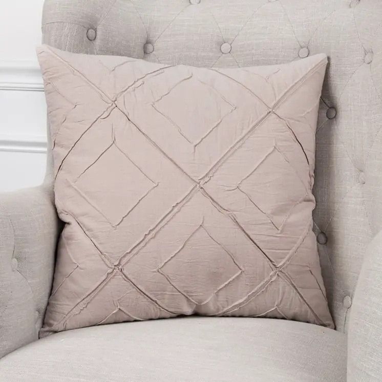 Blush Pin Tuck Diamond Pattern Throw Pillow