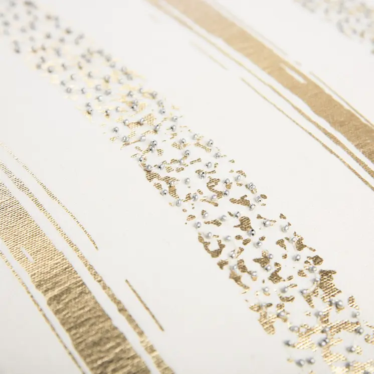 Gold Glam Stripe Beaded Throw Pillow