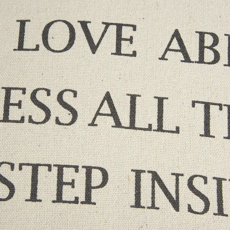 Gray Taupe Canvas Let Love Abide Throw Pillow