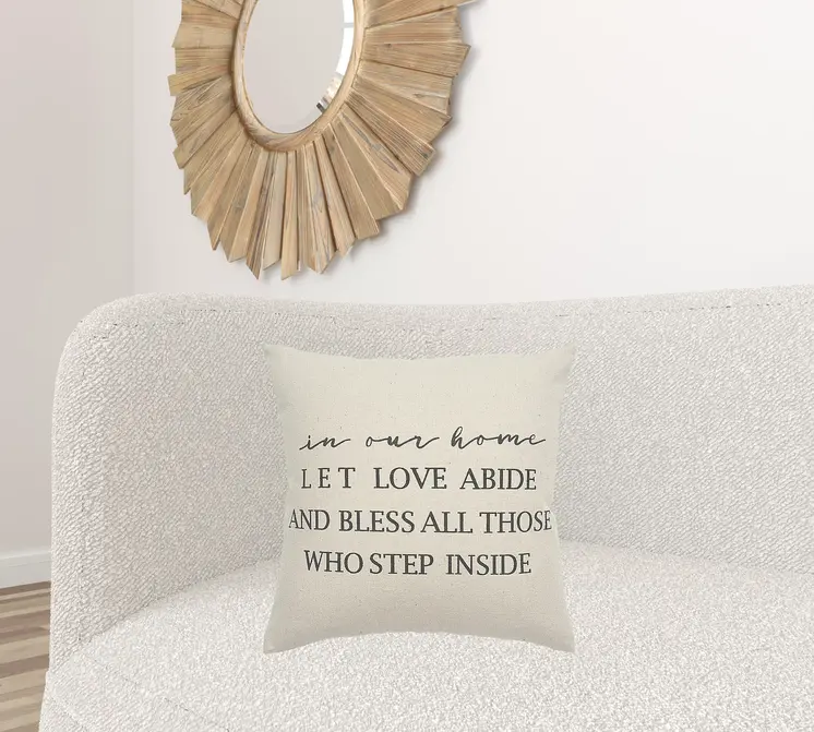 Gray Taupe Canvas Let Love Abide Throw Pillow