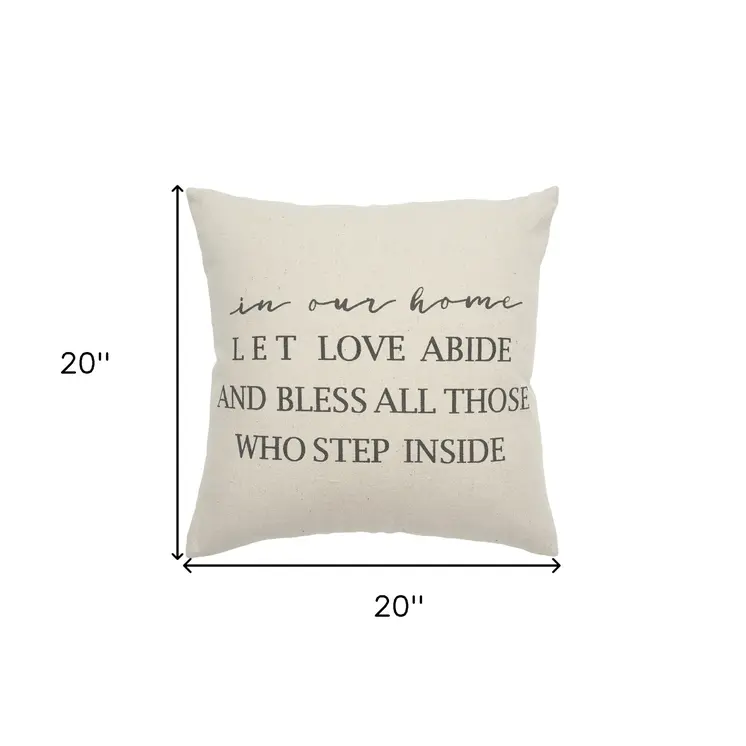 Gray Taupe Canvas Let Love Abide Throw Pillow