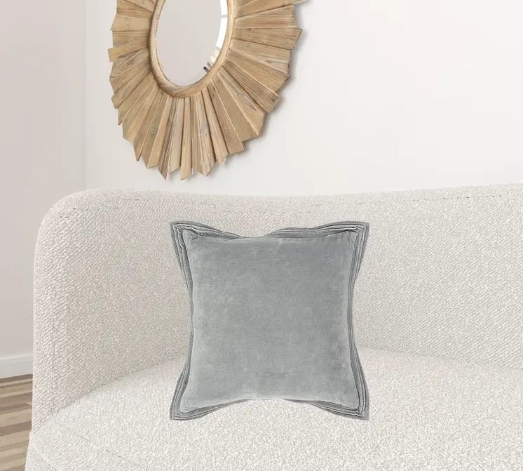 20" Gray Pin Tucked Flange Modern Throw Pillow