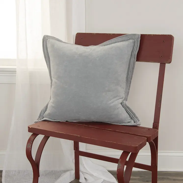20" Gray Pin Tucked Flange Modern Throw Pillow