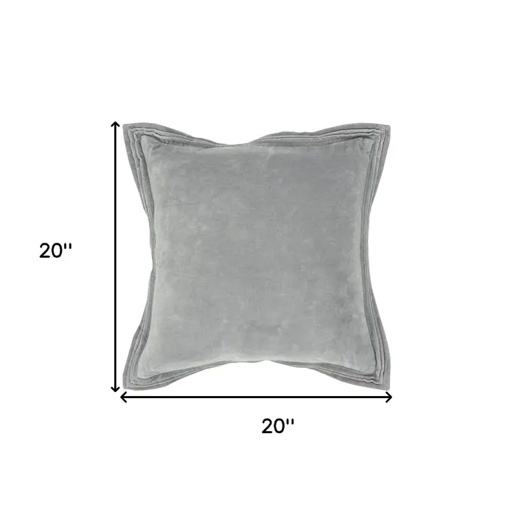 20" Gray Pin Tucked Flange Modern Throw Pillow