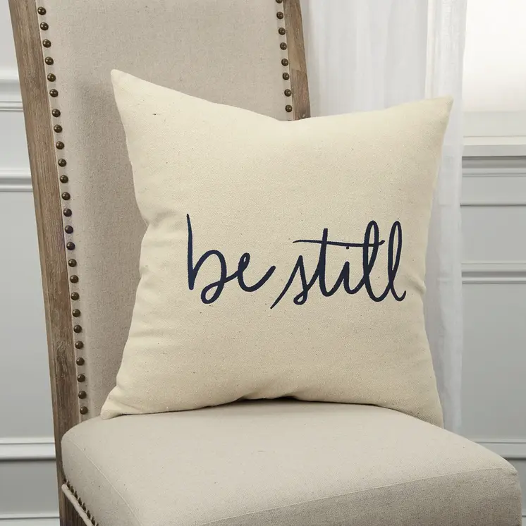 Black Taupe Canvas Be Still Throw Pillow