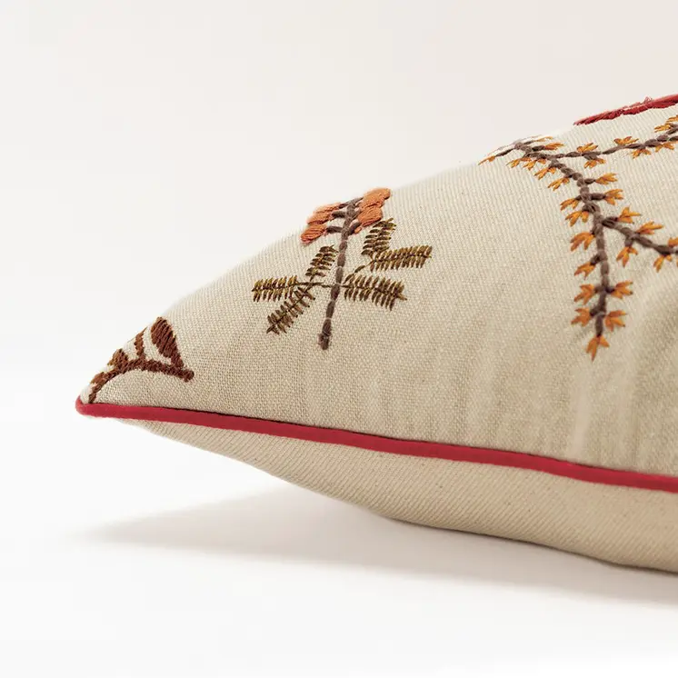 20" Beige Cotton Throw Pillow