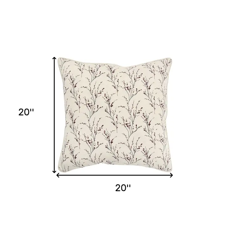 20" Berry Tiny Floral Buds Throw Pillow