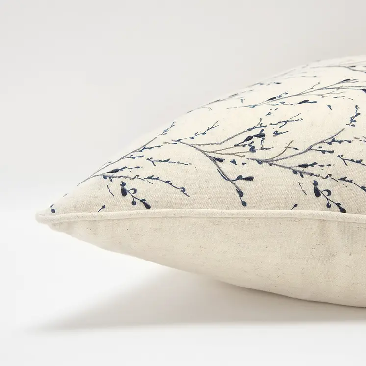 Blue Tiny Floral Buds Throw Pillow