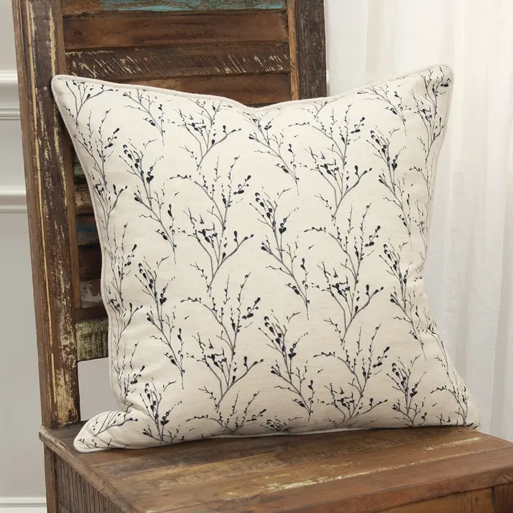 Blue Tiny Floral Buds Throw Pillow