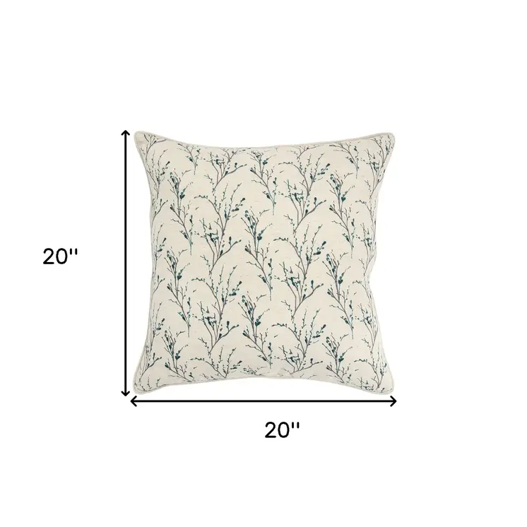 Teal Tiny Floral Buds Throw Pillow
