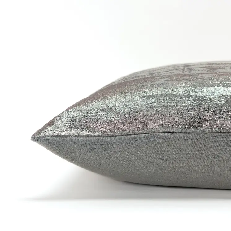 Silver Distressed Brush Stroke Lumbar Pillow
