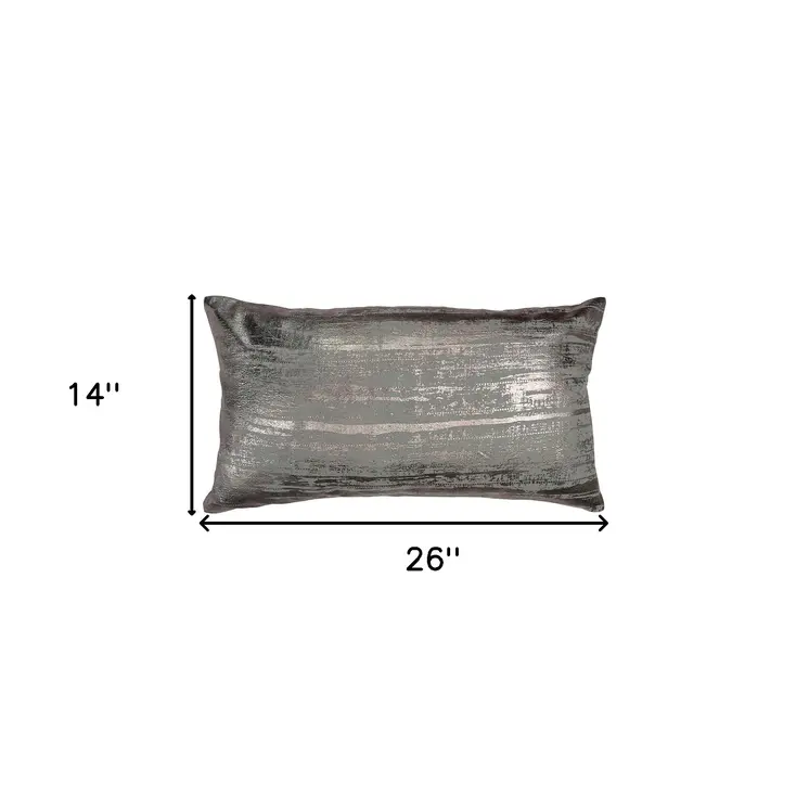 Silver Distressed Brush Stroke Lumbar Pillow