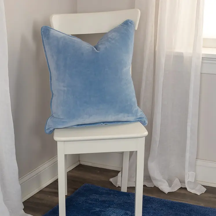 Blue Solid Luxurious Modern Throw Pillow