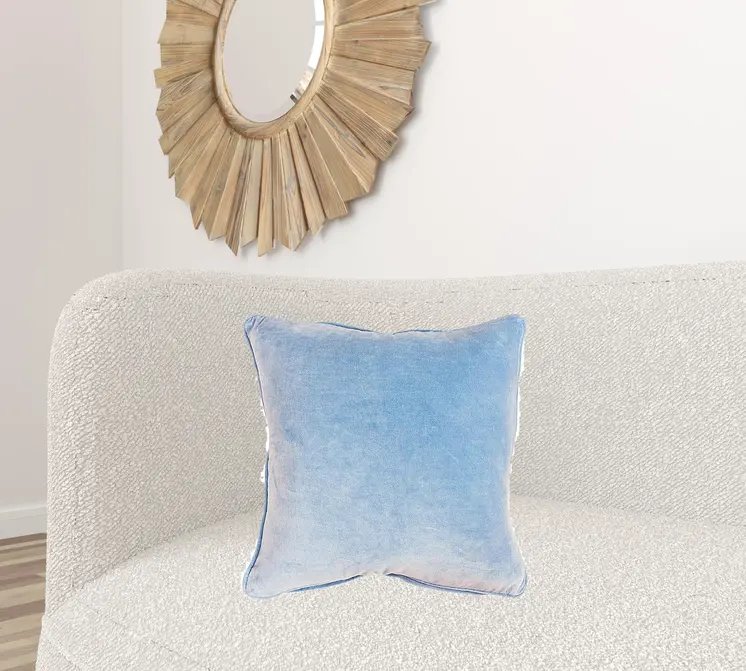 Blue Solid Luxurious Modern Throw Pillow