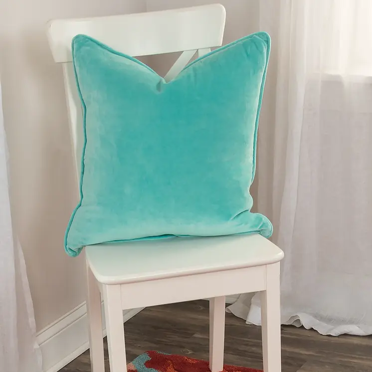 Aqua Solid Luxurious Modern Throw Pillow