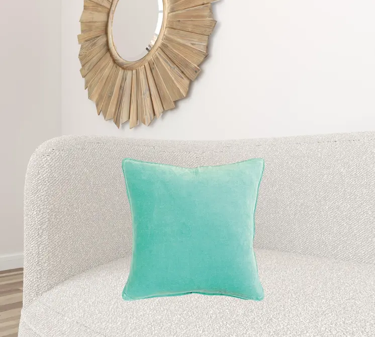 Aqua Solid Luxurious Modern Throw Pillow