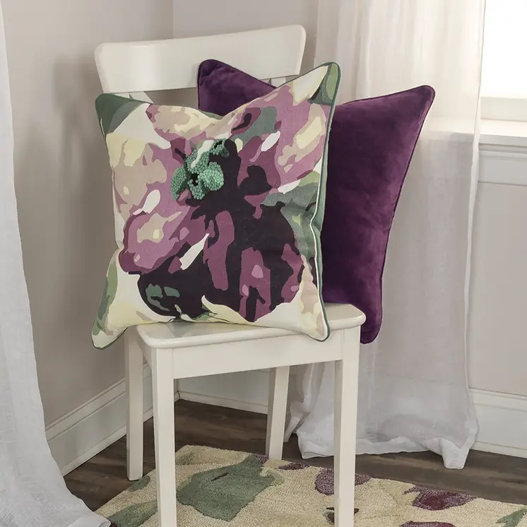 Purple Impressionistic Bloom Throw Pillow