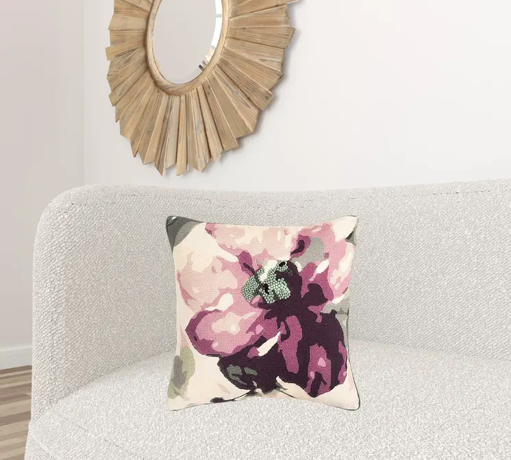 Purple Impressionistic Bloom Throw Pillow