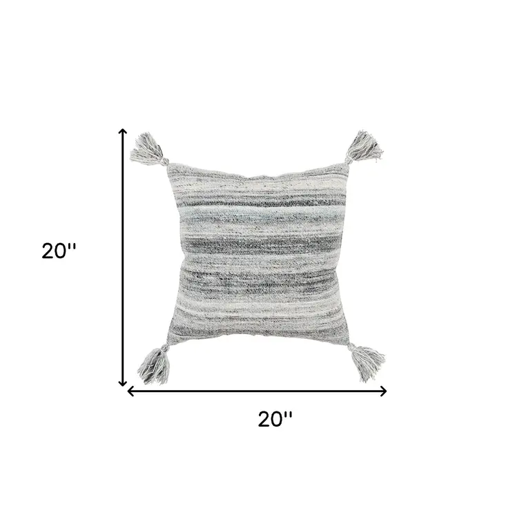 Set of Two 20" X 20" Gray Indoor Outdoor Throw Pillow Cover & Insert