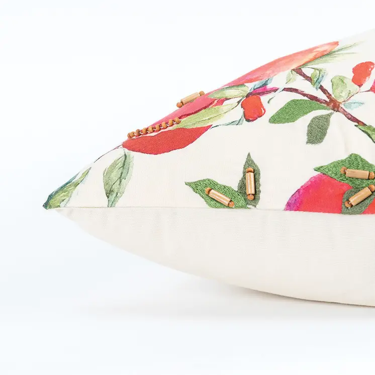 Red White Pomegranates Decorative Throw Pillow