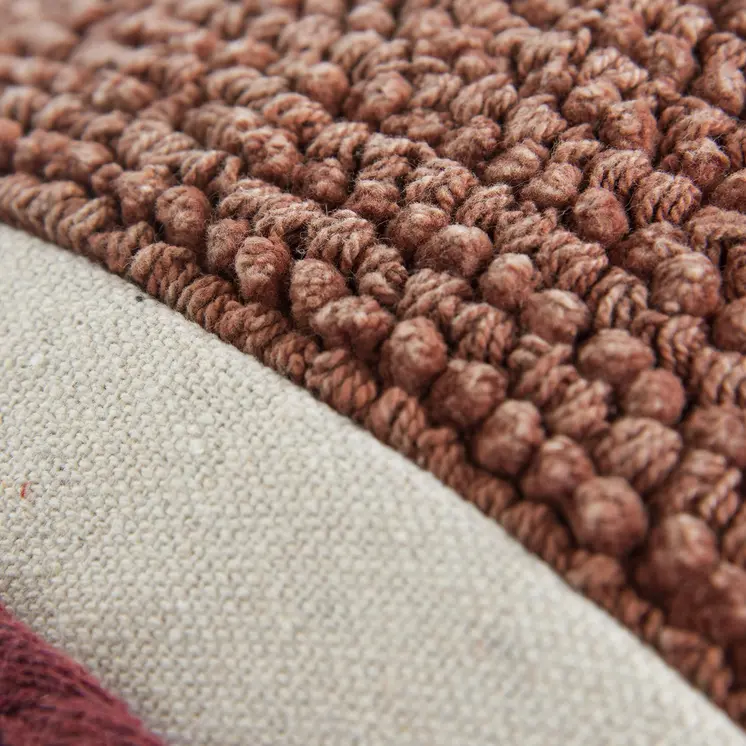 Rust Braided Stripe Macrame Fringe Lumbar Pillow