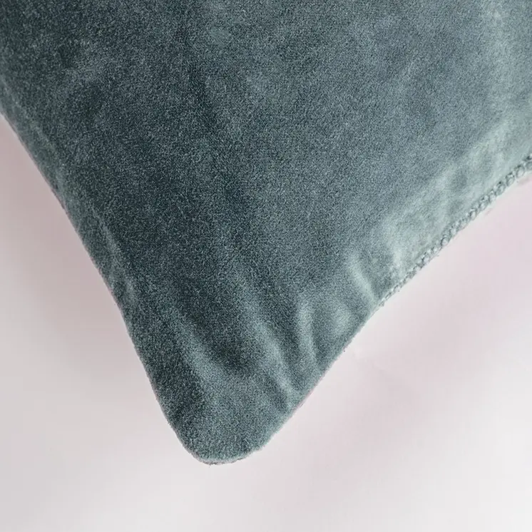 22" Teal Cotton Velvet Throw Pillow