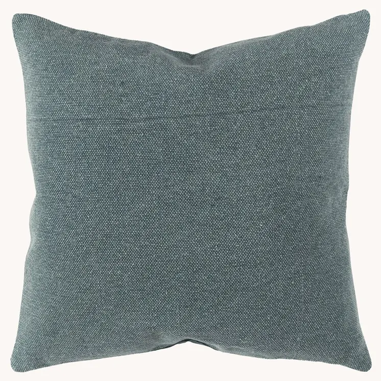 22" Teal Cotton Velvet Throw Pillow