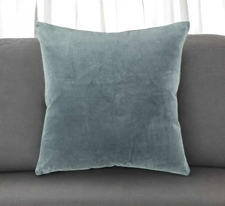 22" Teal Cotton Velvet Throw Pillow