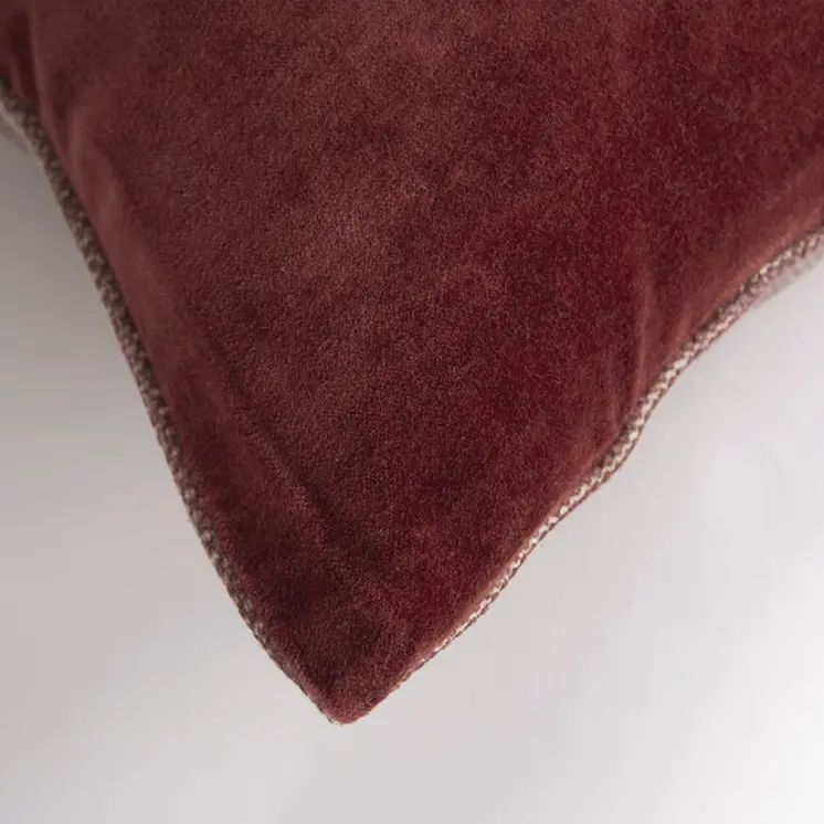 22" Dark Red Cotton Velvet Throw Pillow