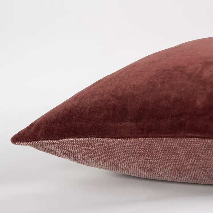 22" Dark Red Cotton Velvet Throw Pillow