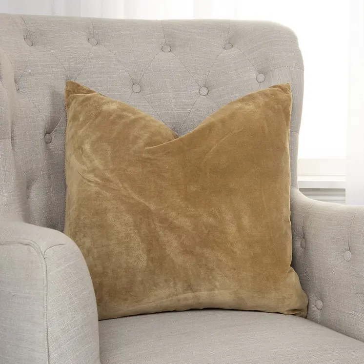 22" Gold Cotton Velvet Throw Pillow