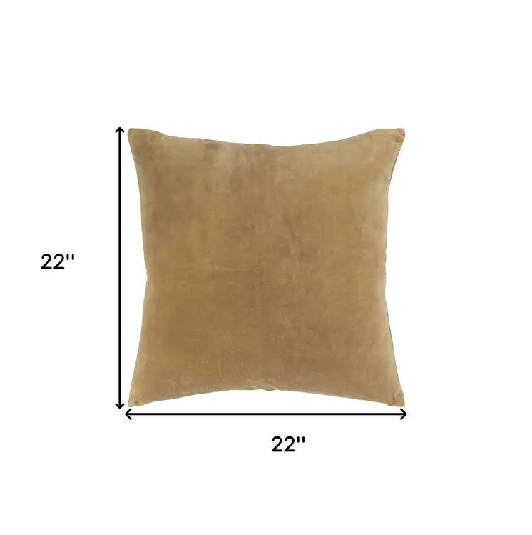 22" Gold Cotton Velvet Throw Pillow