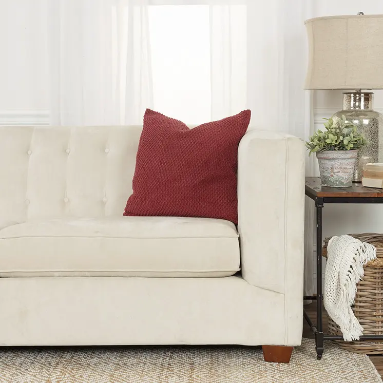 20" Merlot Cotton Throw Pillow with Nubby Texture