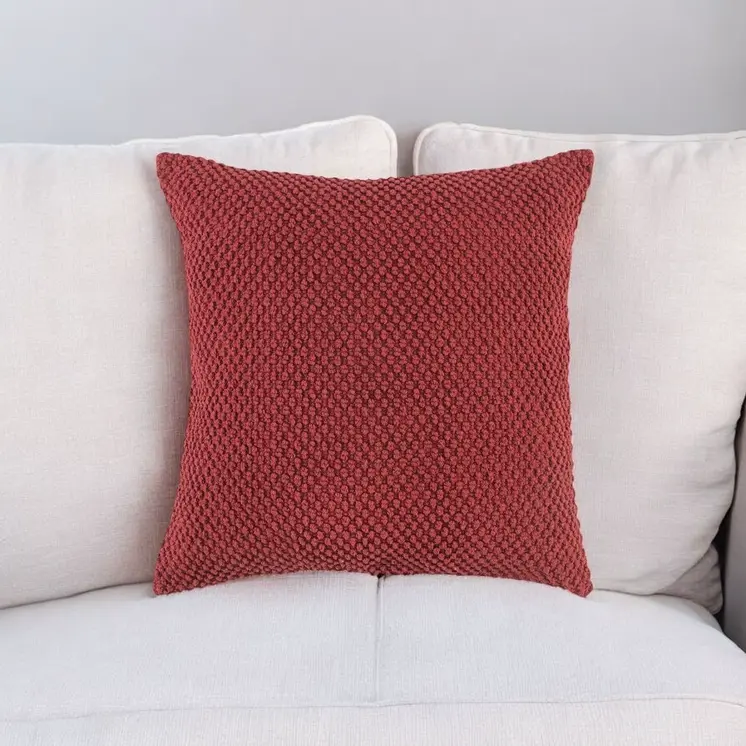 20" Merlot Cotton Throw Pillow with Nubby Texture