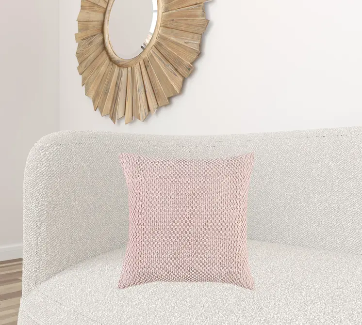 Blush Pink Nubby Textured Modern Throw Pillow