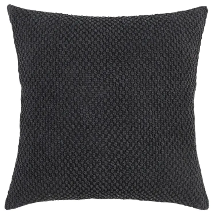 20" Black Nubby Textured Modern Throw Pillow