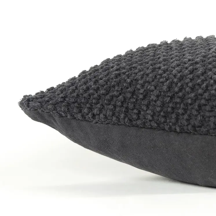 20" Black Nubby Textured Modern Throw Pillow