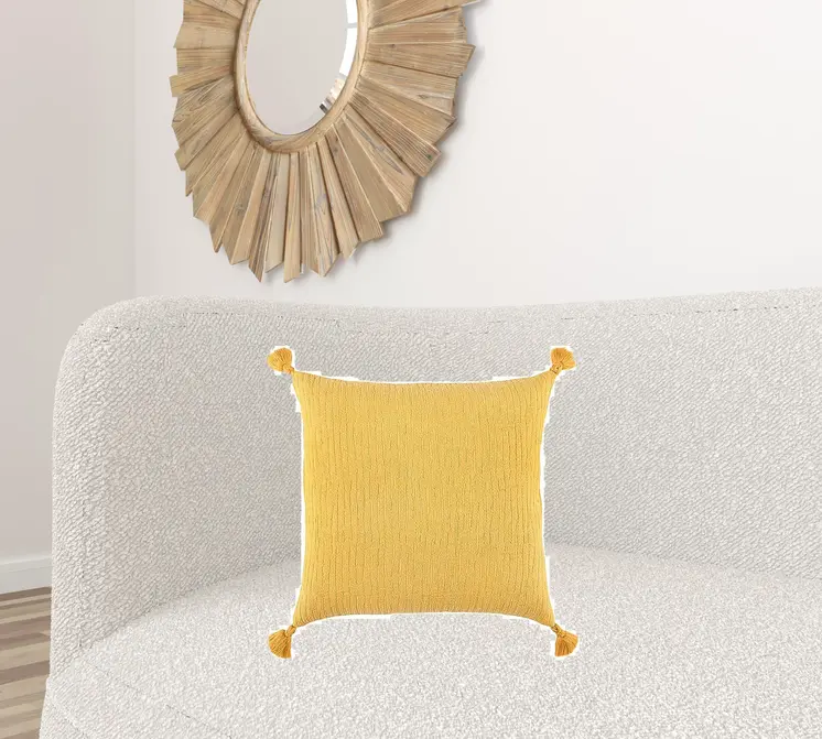 Gold Solid Tonal Abstract Stripe Throw Pillow