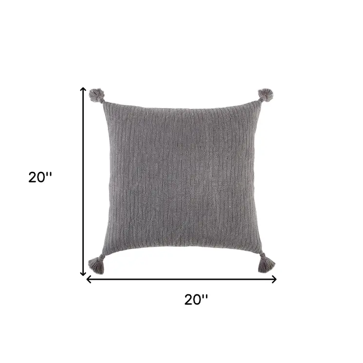 Gray Solid Tonal Abstract Stripe Throw Pillow