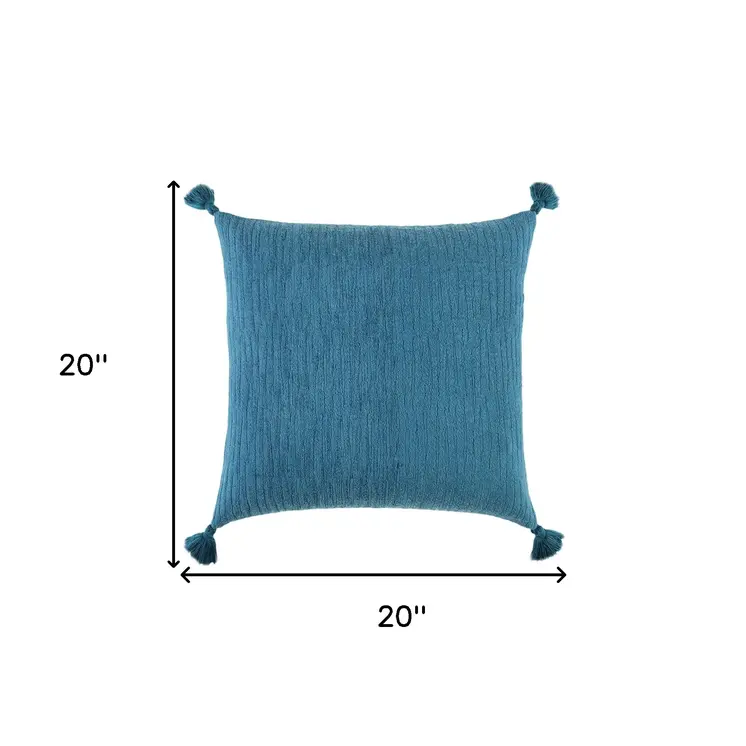 Teal Solid Tonal Abstract Stripe Throw Pillow